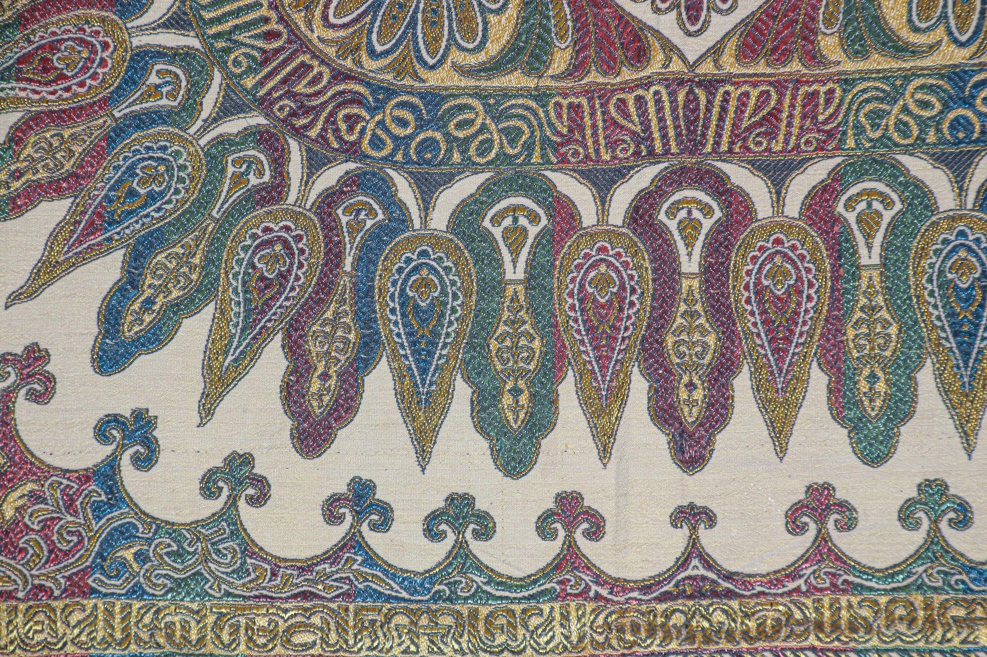 Antique Large Moorish Silk Textile Granada Spain Islamic Art For Sale 5