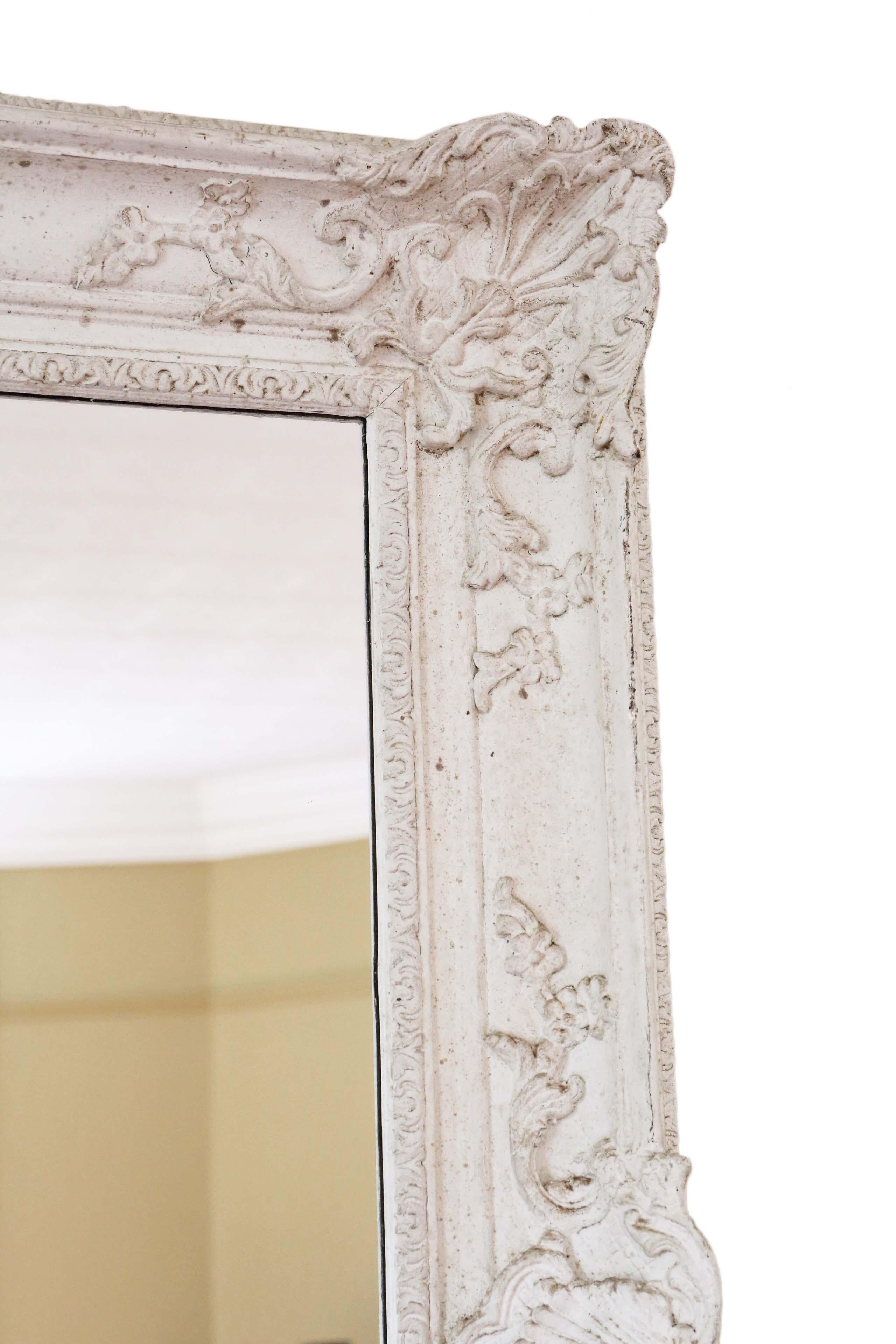Grand miroir ancien en gesso naturel surmonté d'un mur, milieu du 20ème siècle Bon état - En vente à Wisbech, Cambridgeshire