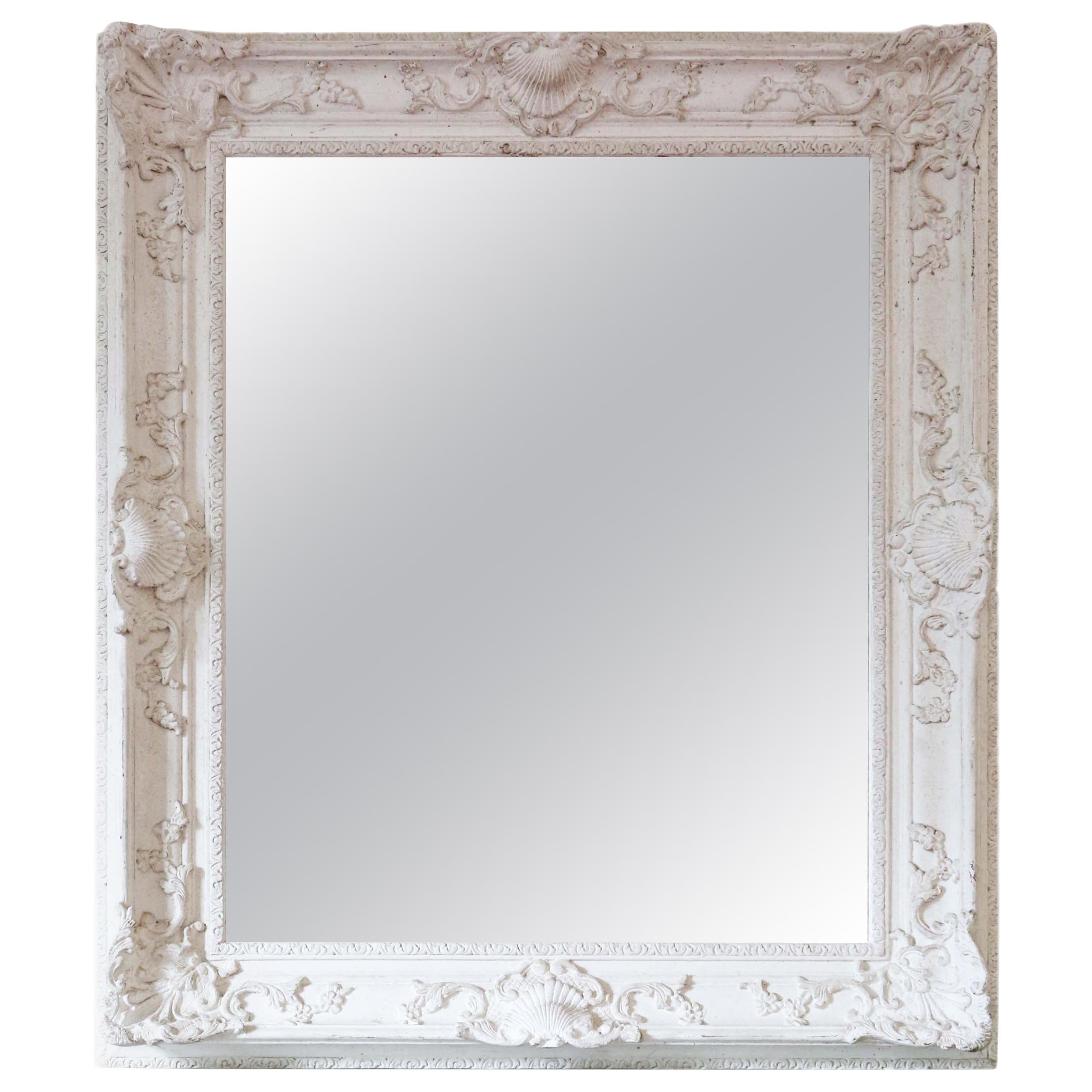 Antique Large Natural Gesso Overmantle or Wall Mirror, Mid 20th Century
