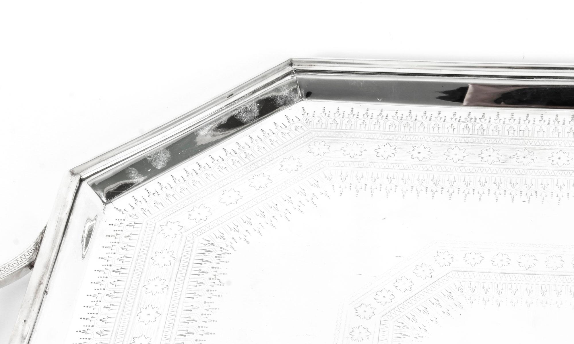 Scottish Antique Large Neoclassical Silver Plated Twin Handled Tray, Late 19th Century