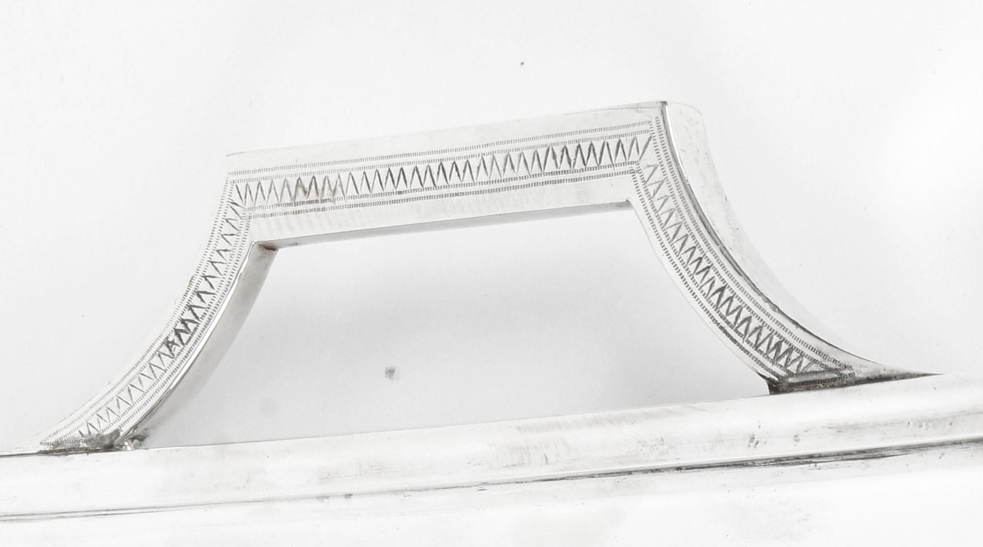 Antique Large Neoclassical Silver Plated Twin Handled Tray, Late 19th Century 1