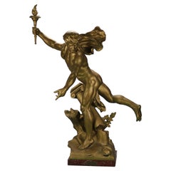 Antique Large Neoclassical Bronzed Sculpture of Apollo Signed Picault, c1890