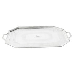 Antique Large Neoclassical Silver Plated Twin Handled Tray, Late 19th Century