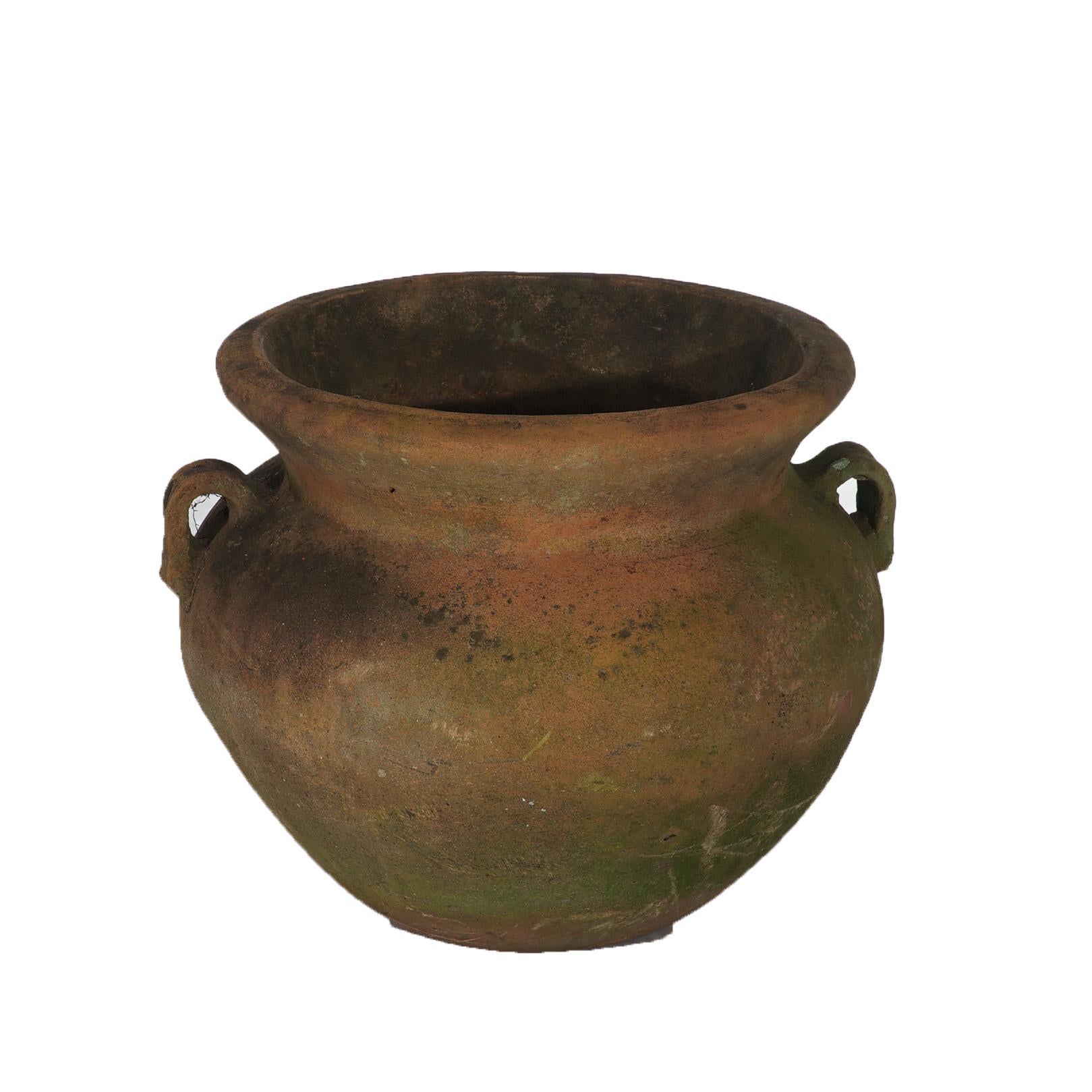 Antique Large Neoclassical Terra Cotta Garden Urn Patio Planter C1910 In Good Condition For Sale In Big Flats, NY