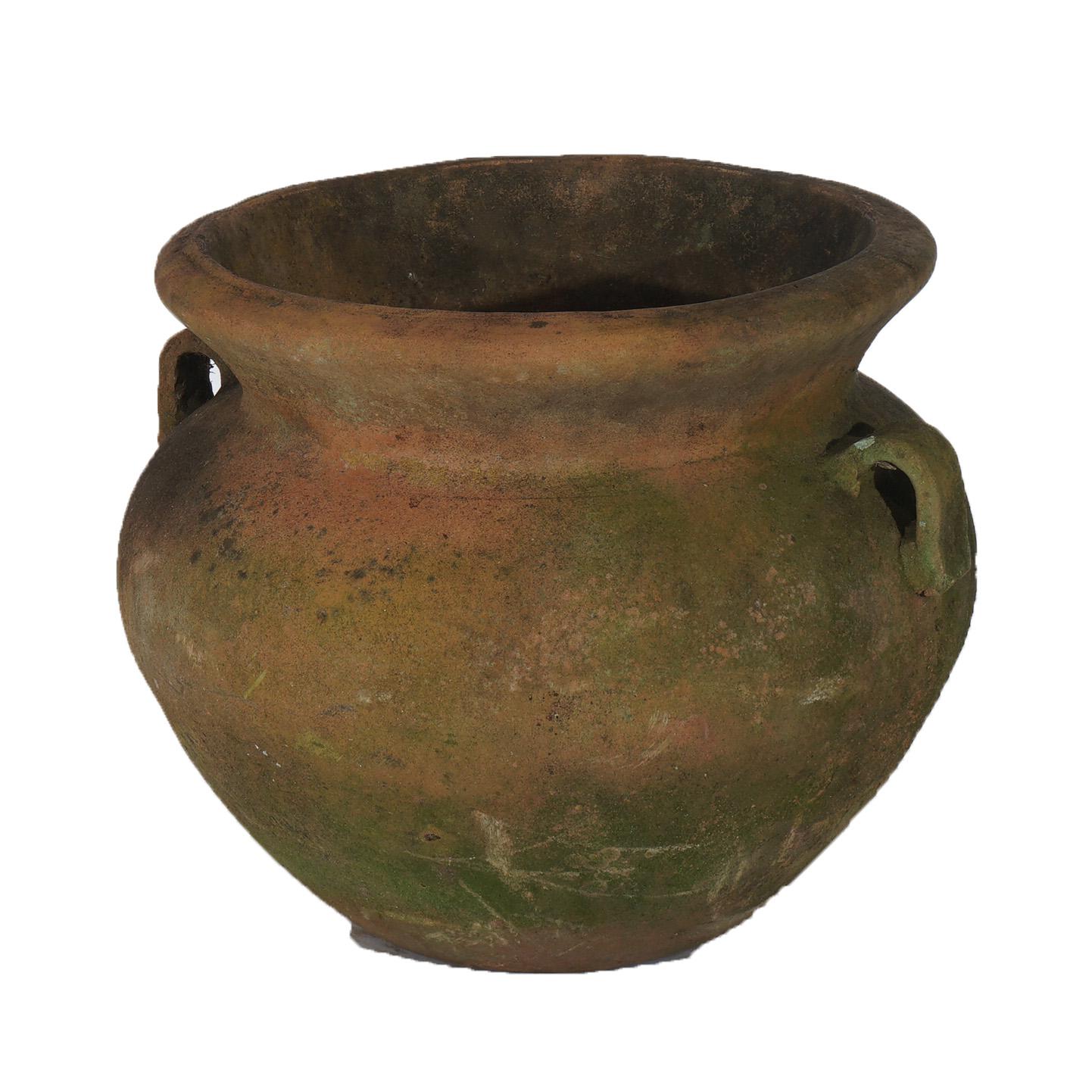 Terracotta Antique Large Neoclassical Terra Cotta Garden Urn Patio Planter C1910