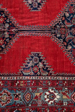 Antique Large Northwest Persia Bijar Geometric Tribal Red Rug, circa 1900s-1920s