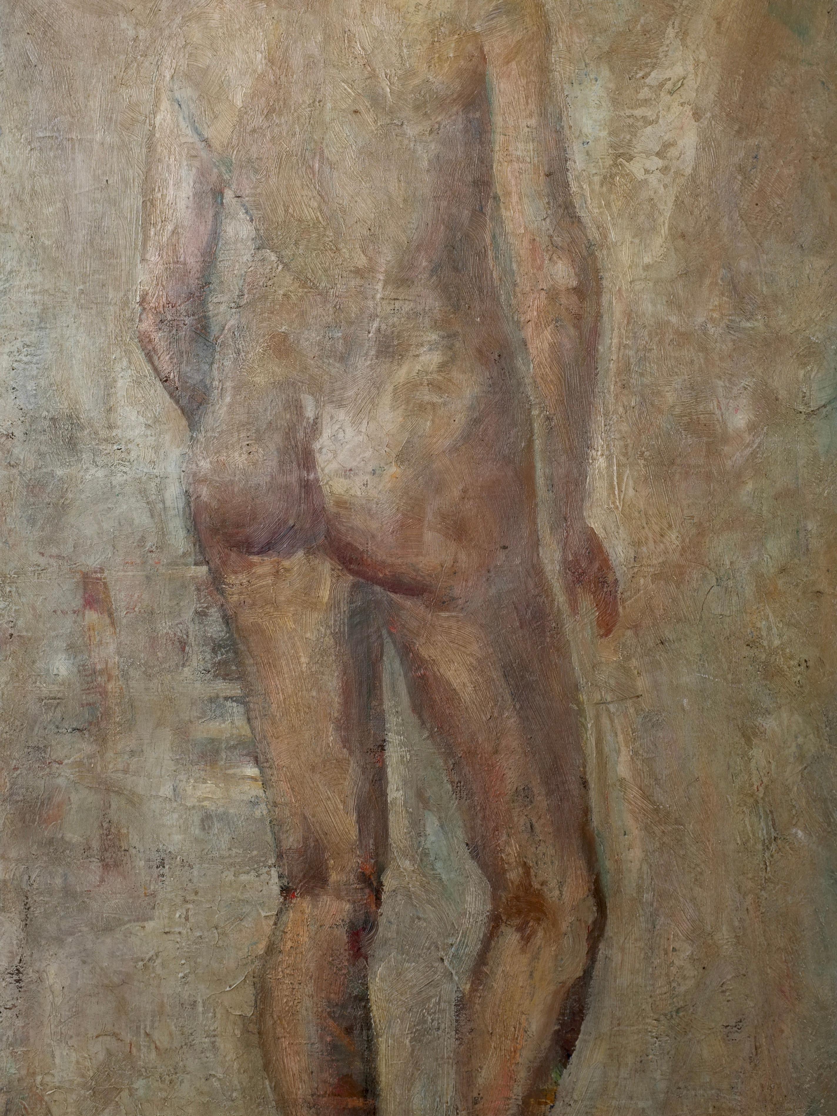 Antiguo gran óleo desnudo de Felix Gogo, Bélgica Belga