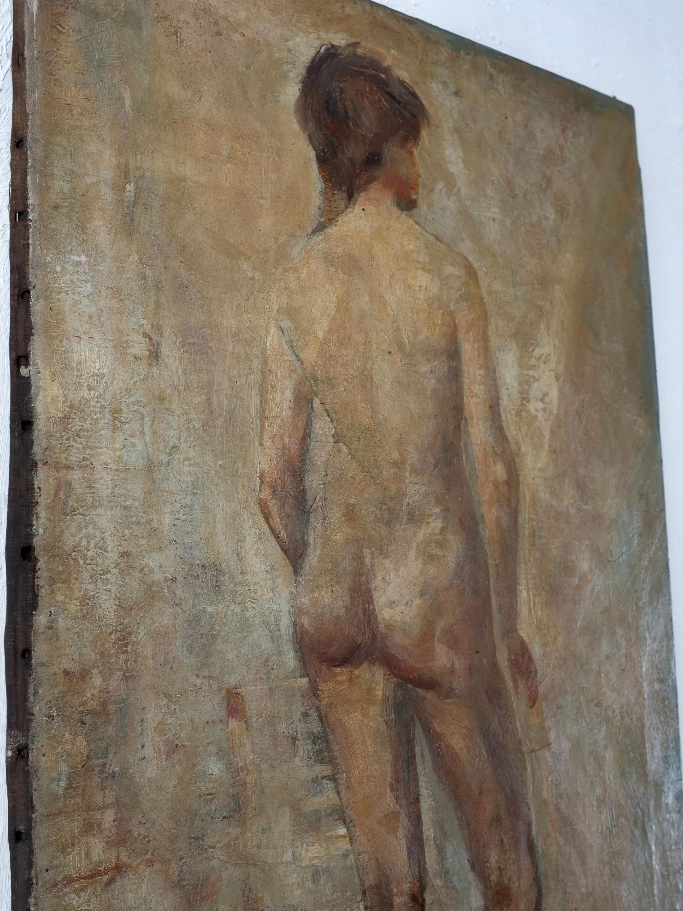 Antiguo gran óleo desnudo de Felix Gogo, Bélgica en Bueno Estado en Rīga, LV