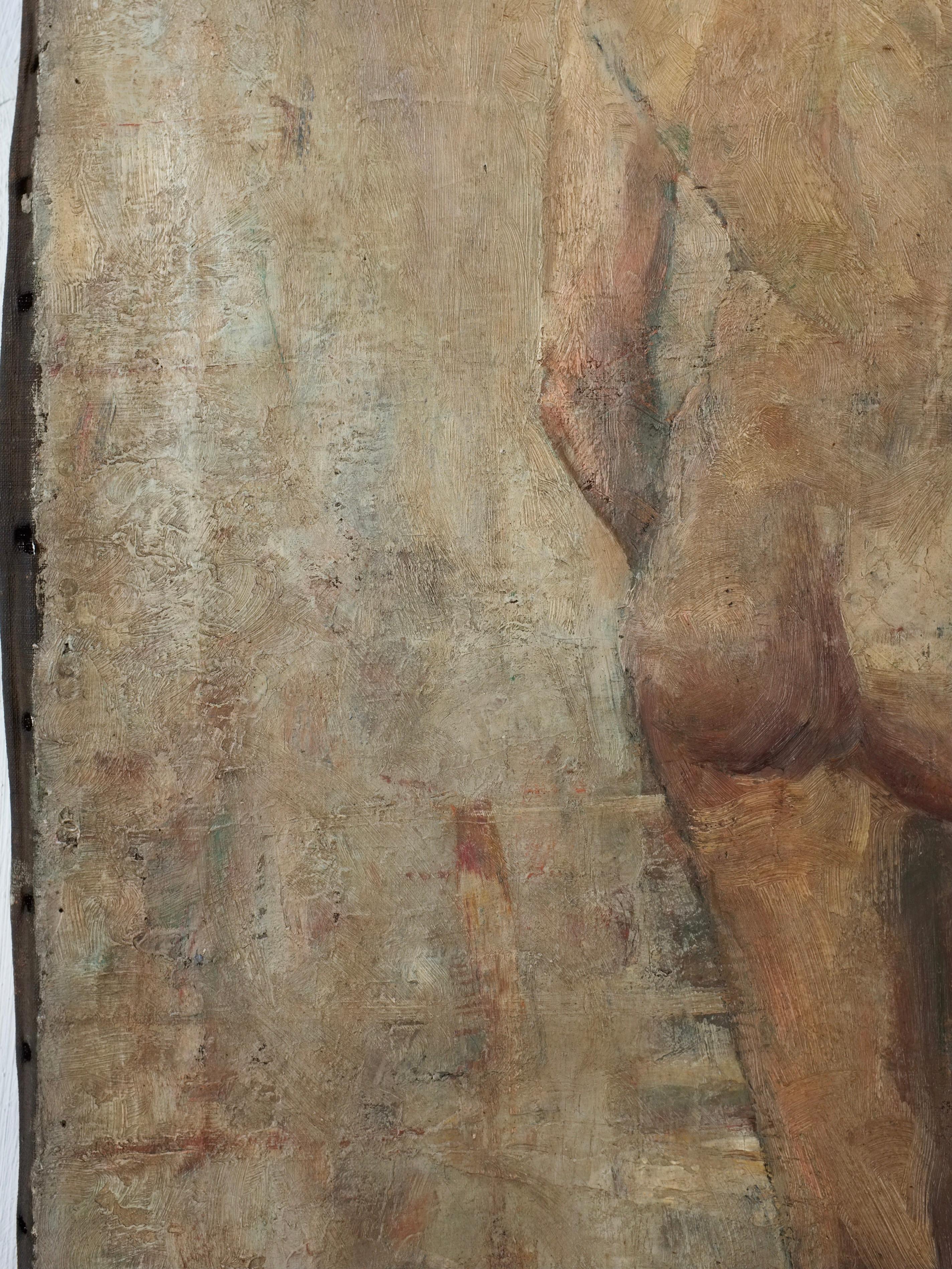 Antiguo gran óleo desnudo de Felix Gogo, Bélgica Fines del siglo XIX