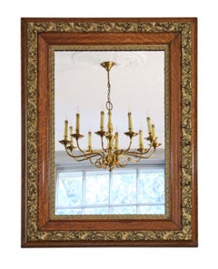 Antique Large Oak Gilt Overmantle Wall Mirror