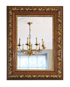 Antique Large Oak Gilt Wall Mirror Overmantle