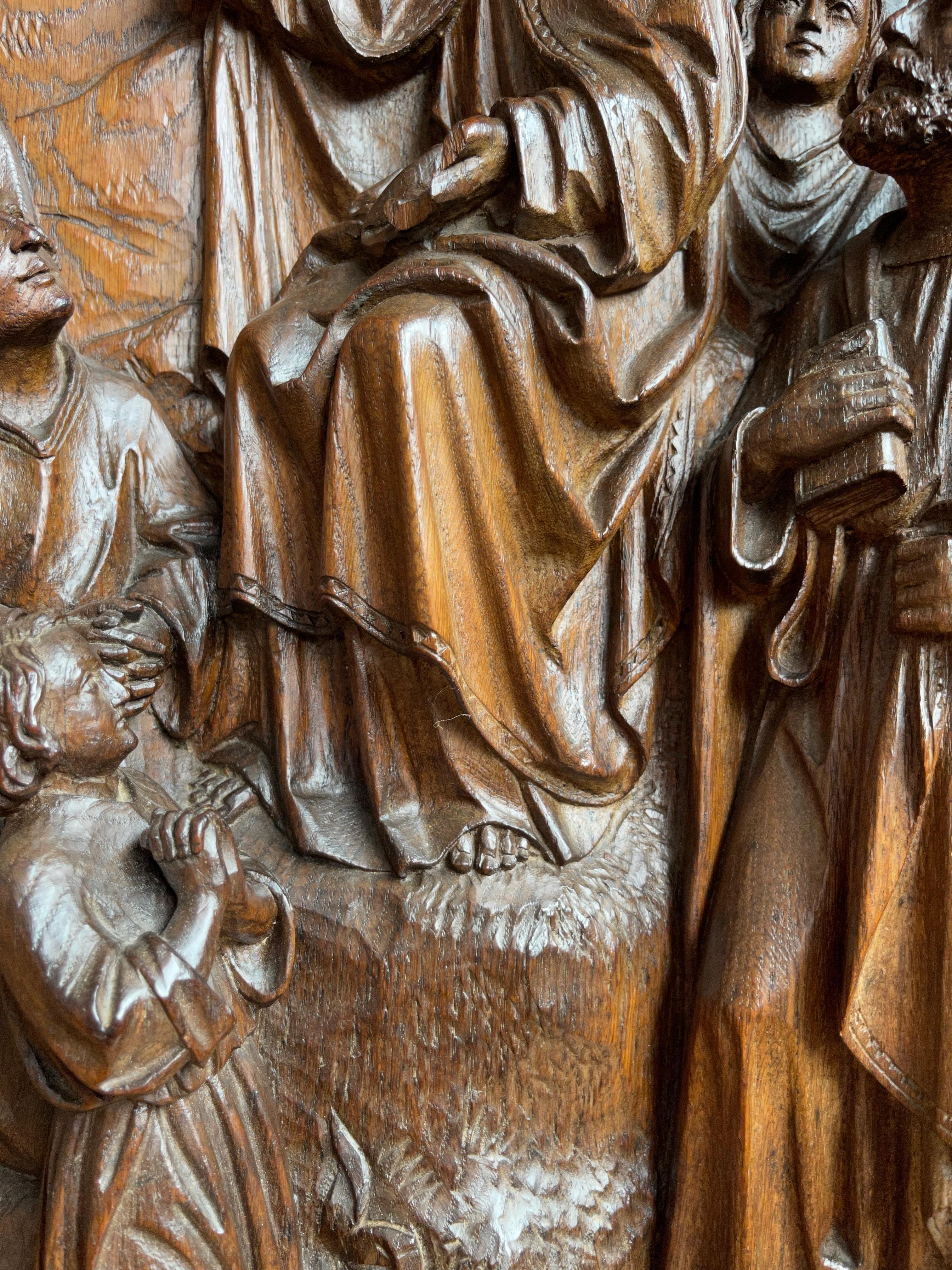 Antike antike große Eichentafel mit Darstellung der Lehren von Jesus, der Hirtenaufführung auf dem Berg im Angebot 2