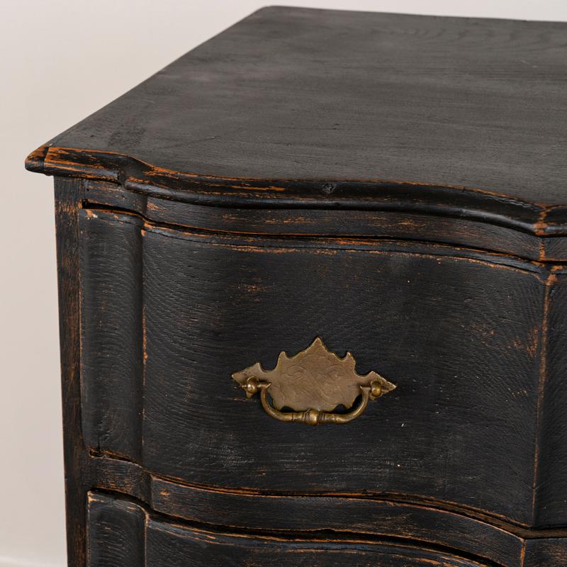 Wood Antique Large Oak Rococo Chest of Drawers Painted Black
