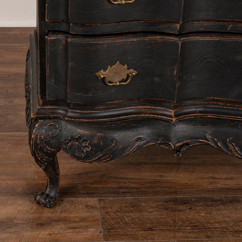 Antique Large Oak Rococo Chest of Drawers Painted Black 2