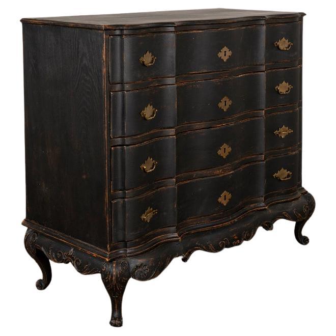 Antique Large Oak Rococo Chest of Drawers Painted Black