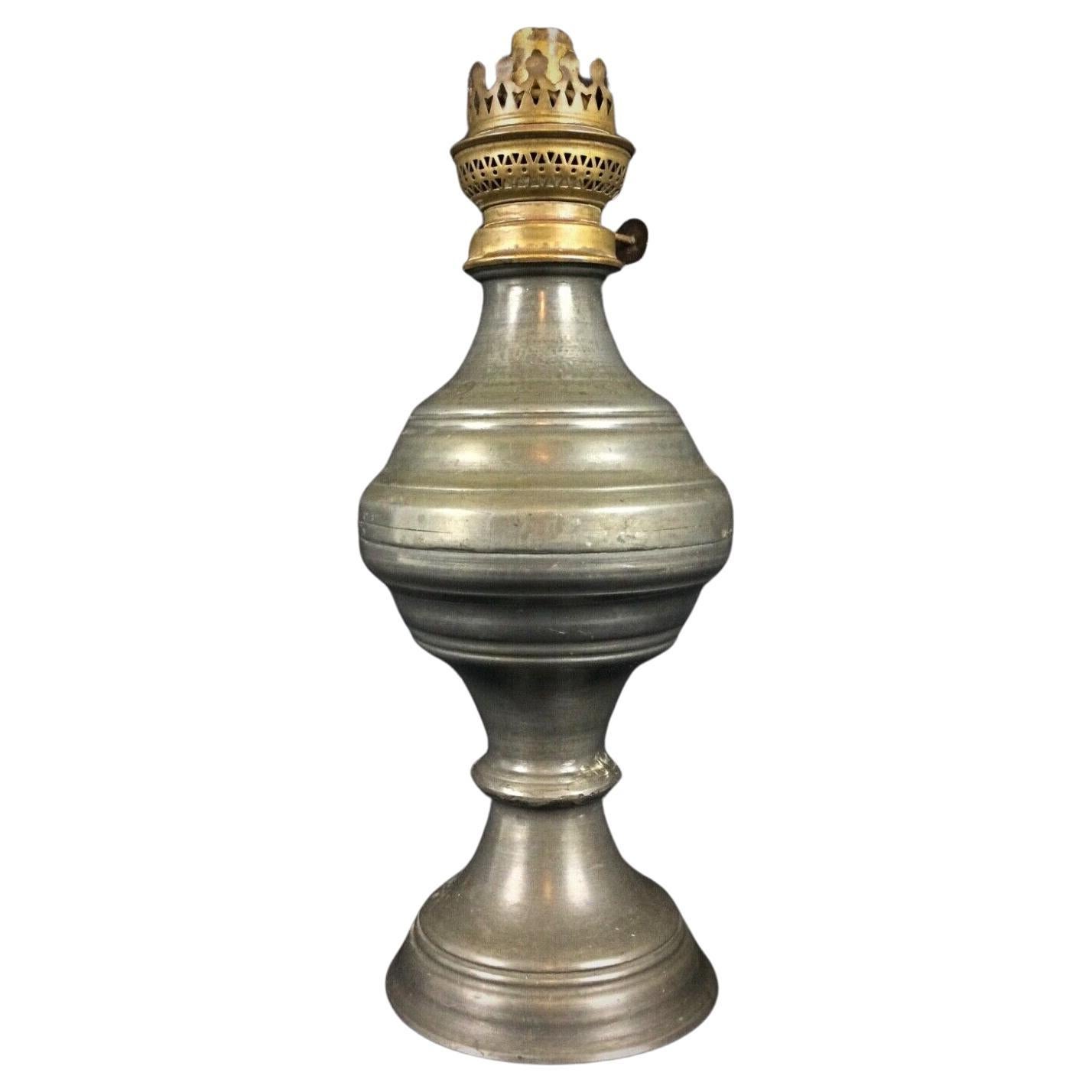 Antique Large Oil Lamp - Pewter, No Hallmark  - 2Y82