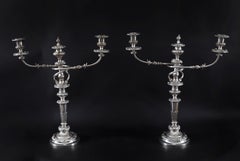 Antique Large Old Sheffield George III Candelabra 4 Piece Suite 18th Century