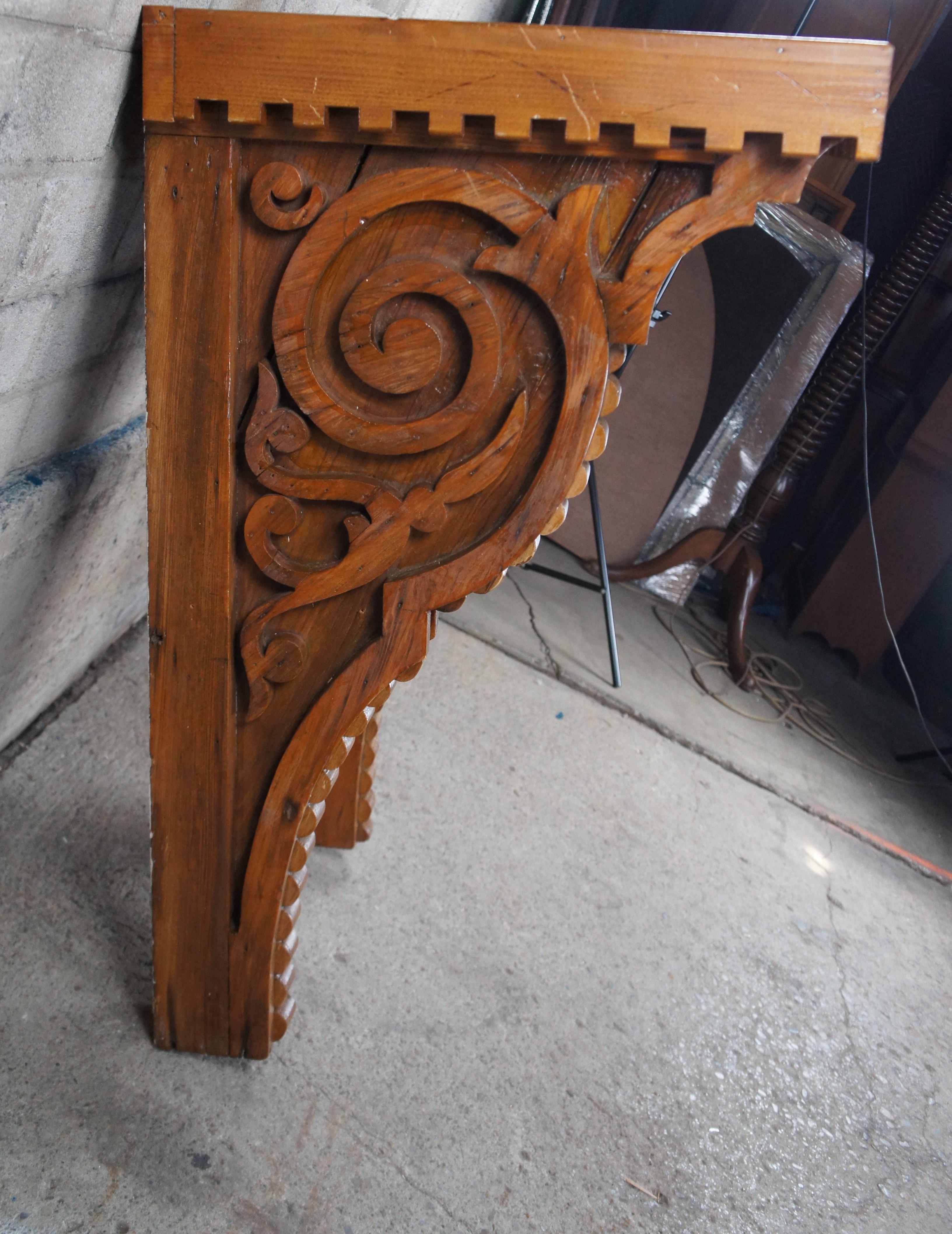 Antique Large Old World Pine Altar Wall Hanging Shelf Sconce Bracket Corbel 38