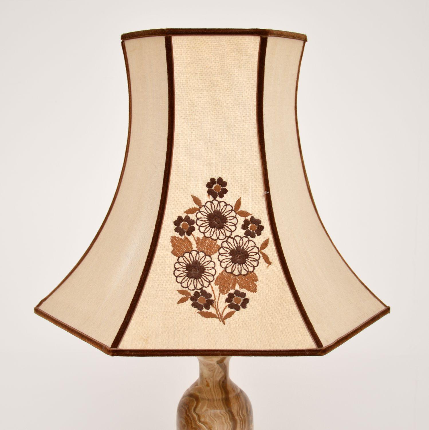 English Antique Large Onyx Table Lamp