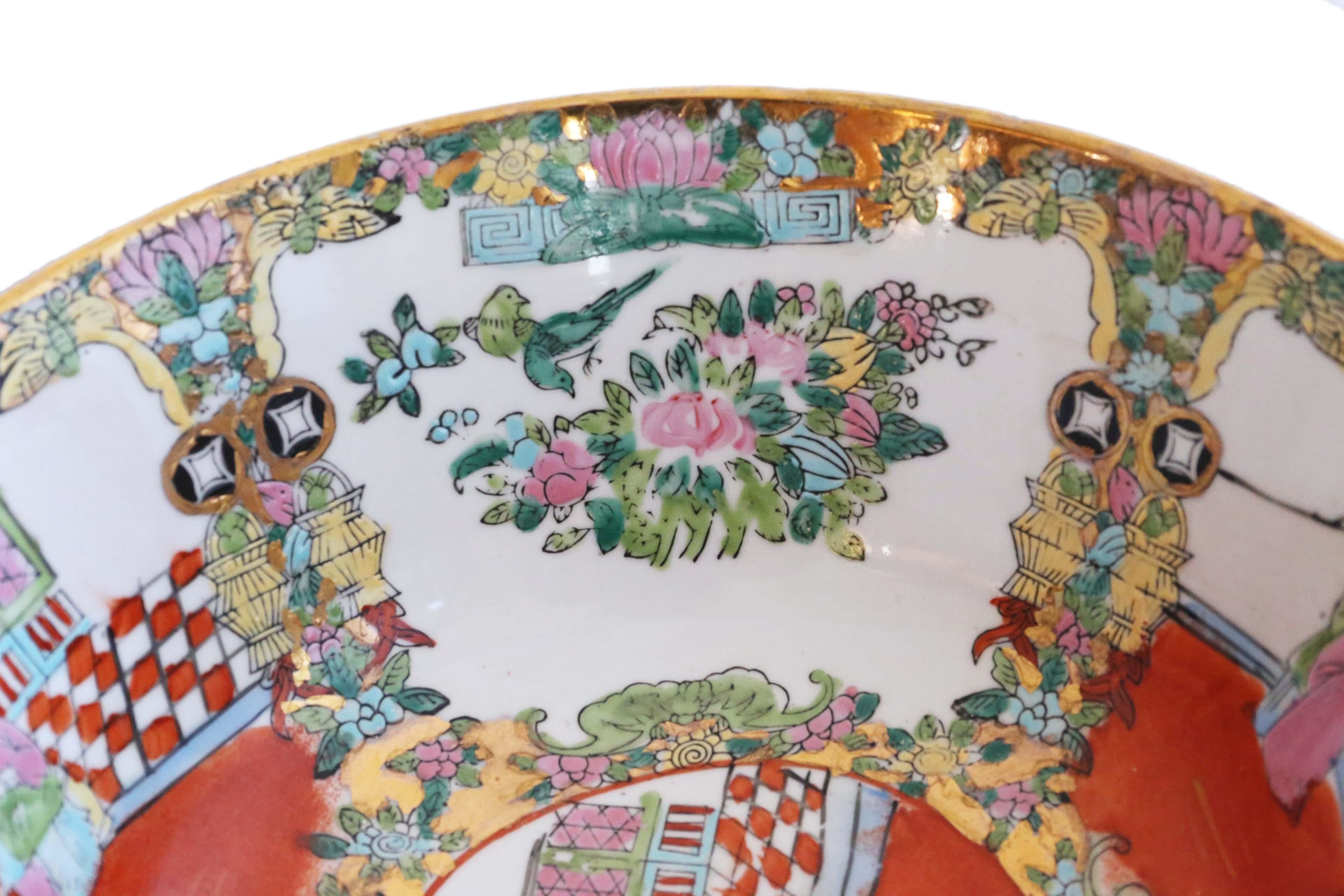 Antike große orientalische chinesische Famille Rose Punch-Schale (Keramik) im Angebot