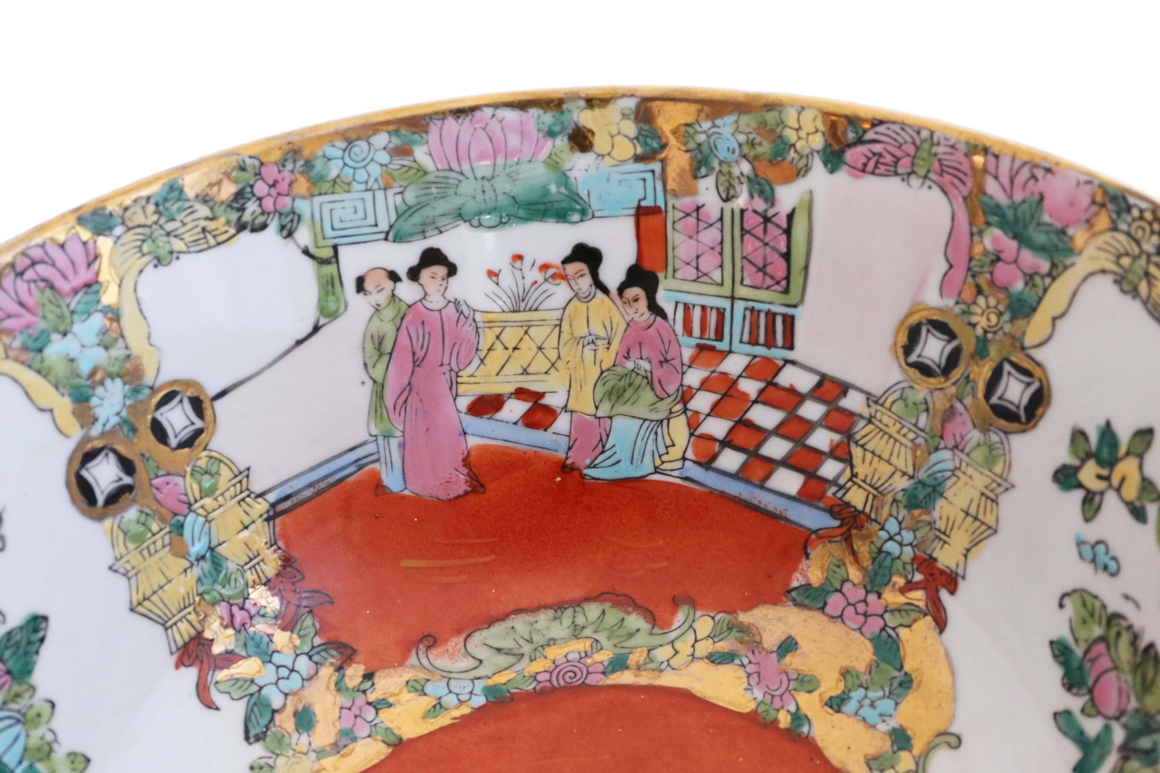Antike große orientalische chinesische Famille Rose Punch-Schale im Angebot 1