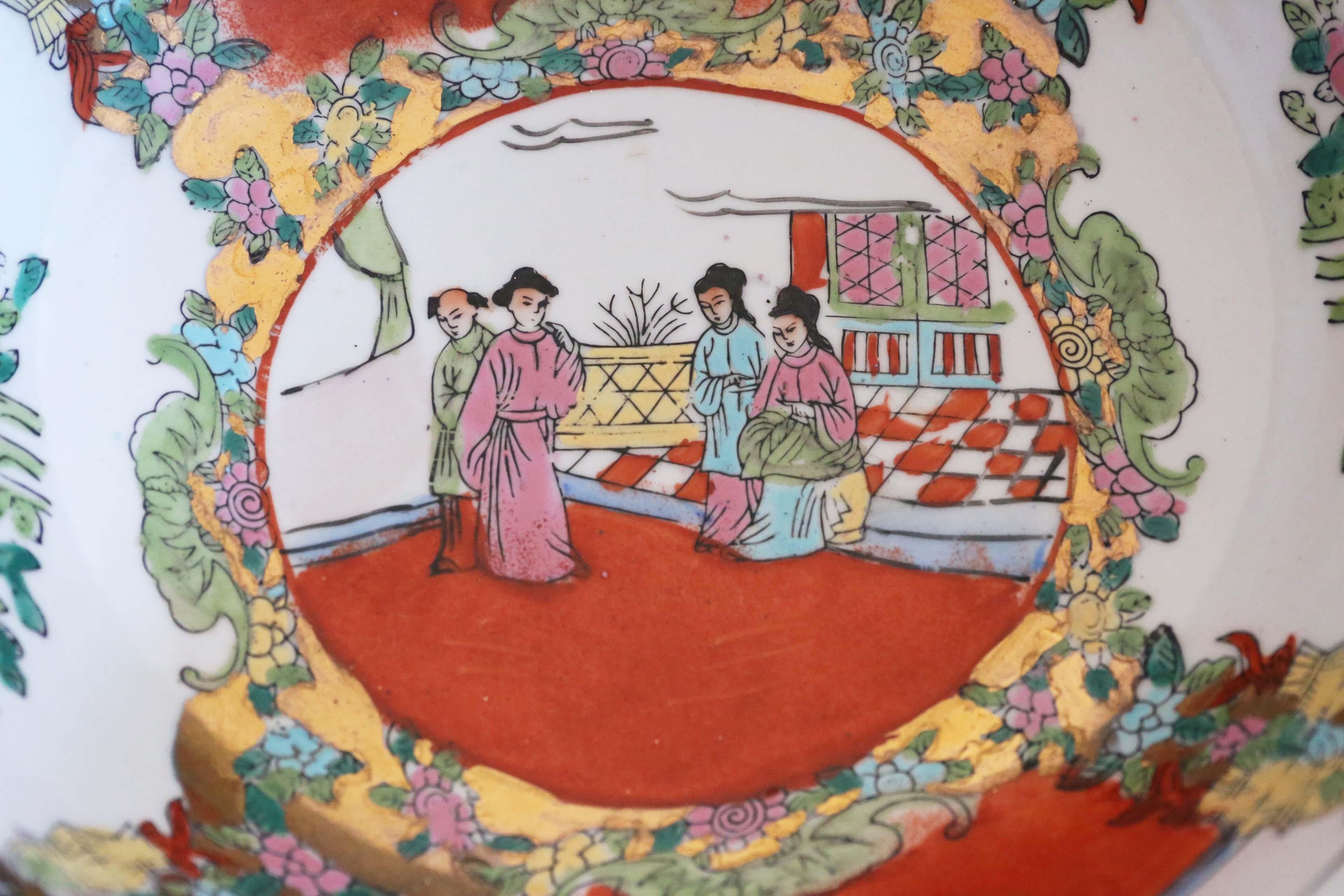 Antike große orientalische chinesische Famille Rose Punch-Schale im Angebot 2