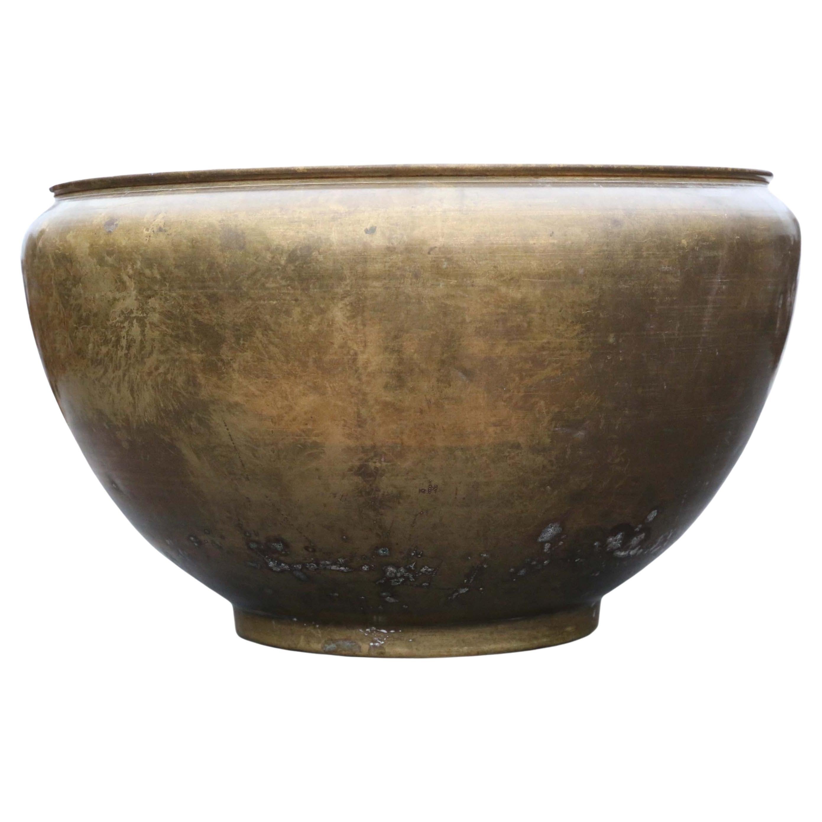 Antique Large Oriental Japanese Chinese Bronze Jardiniere Planter Bowl