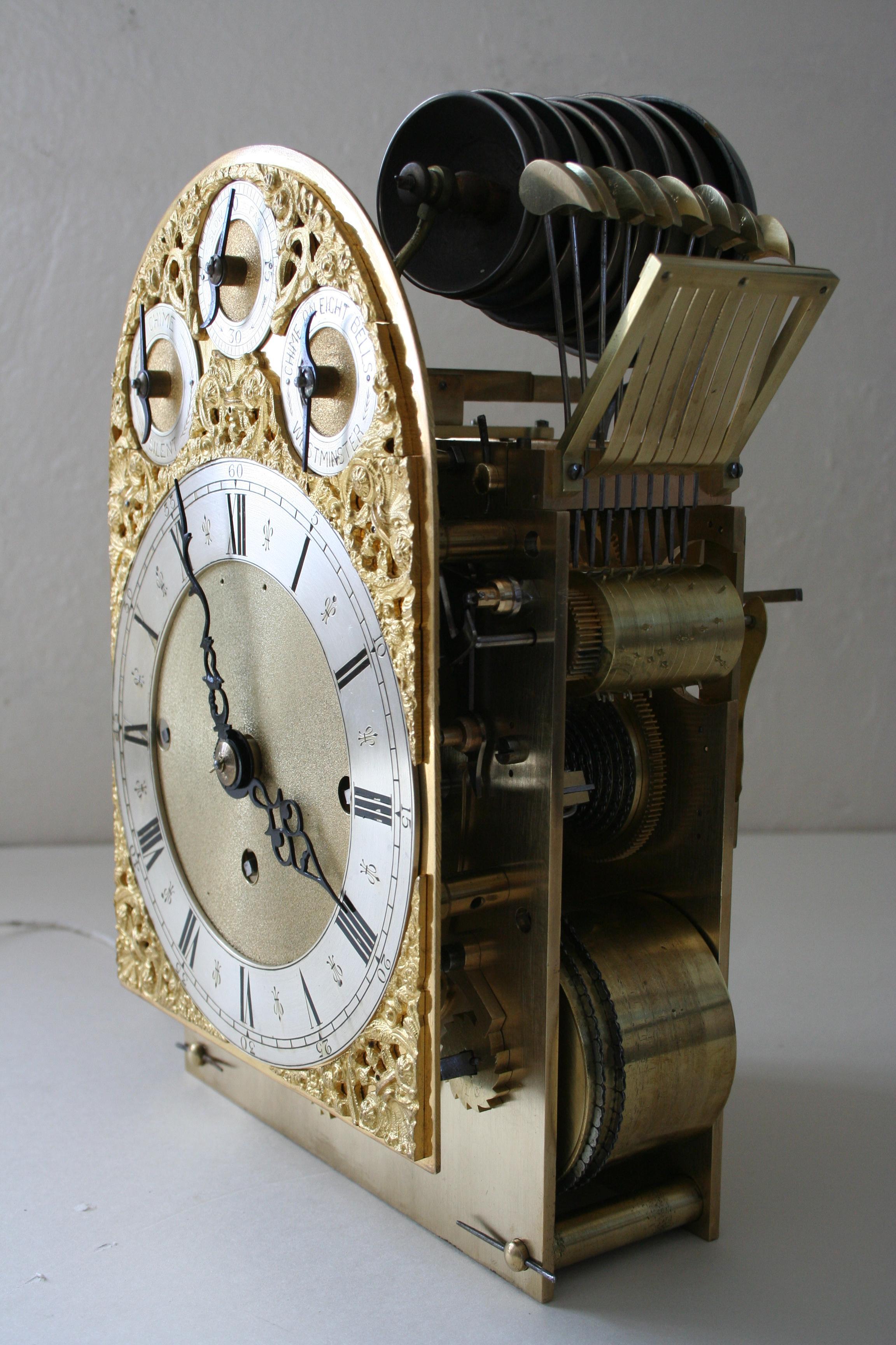 Antique Ormolu Mounted Oak Gilt Bronze Chiming Bracket Clock 19th Century 13