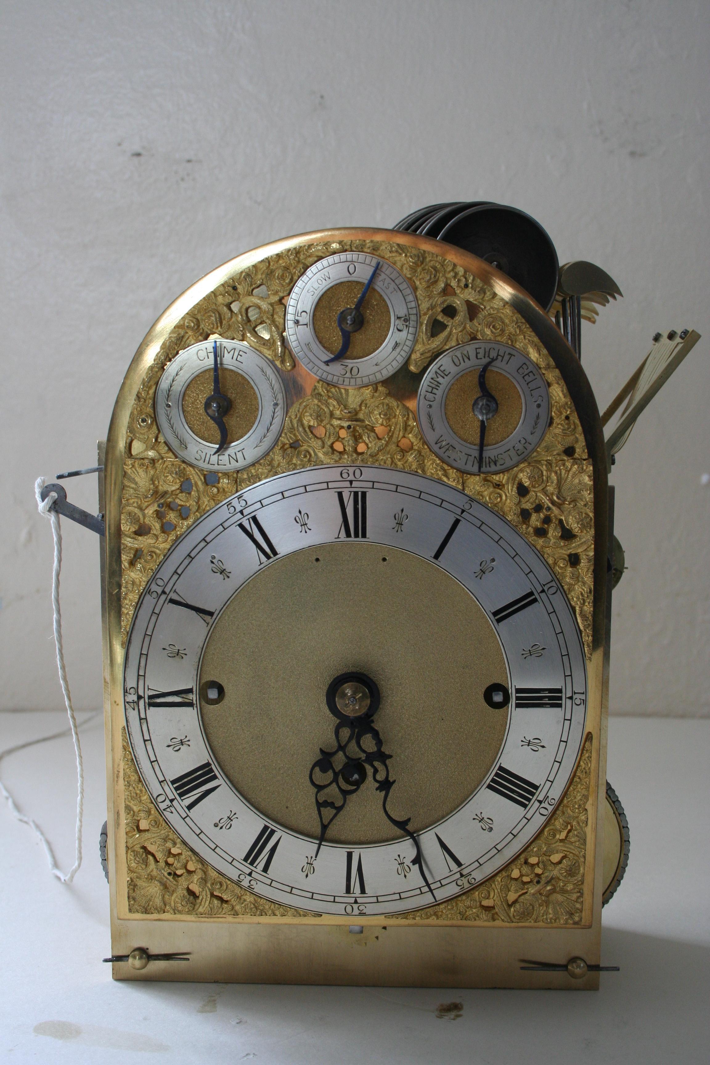 Antique Ormolu Mounted Oak Gilt Bronze Chiming Bracket Clock 19th Century 15