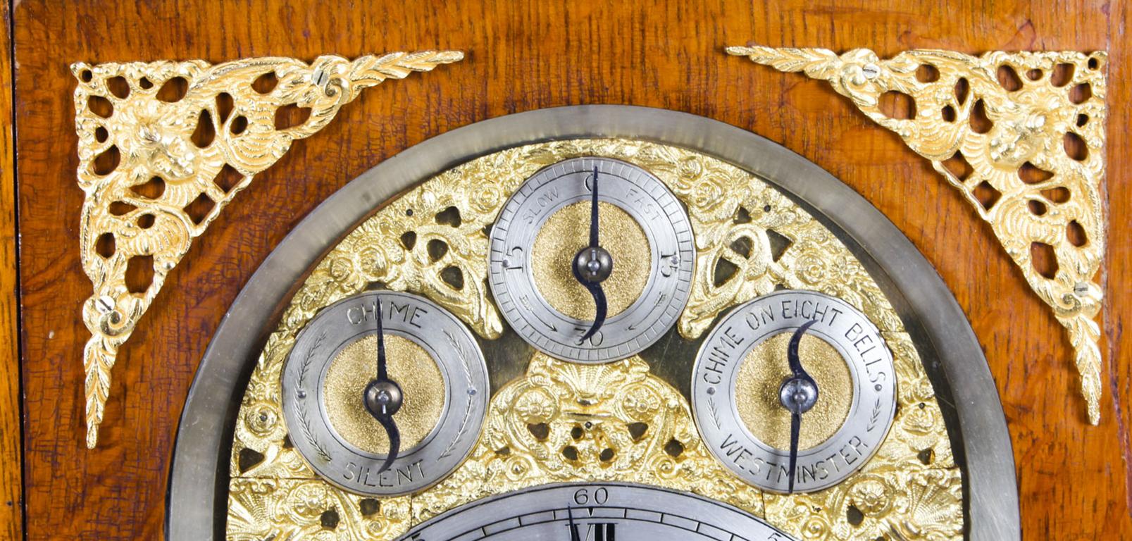 Antique Ormolu Mounted Oak Gilt Bronze Chiming Bracket Clock 19th Century 3