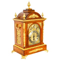 Antique Ormolu Mounted Oak Gilt Bronze Chiming Bracket Clock 19th Century