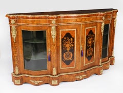 Antique Large Ormolu Mounted Walnut & Marquetry Serpentine Credenza 19th Century