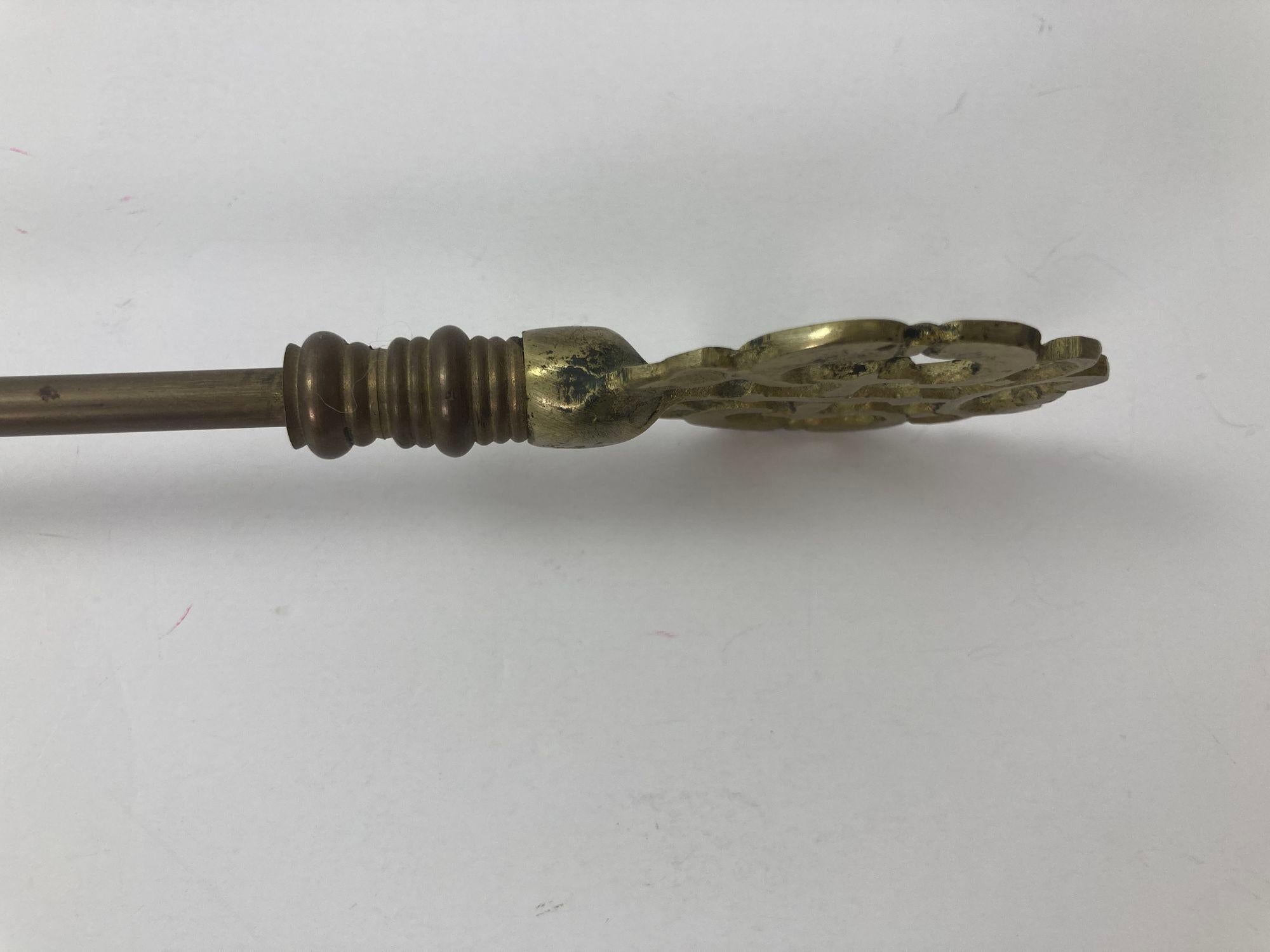 Antique Large Ornate Brass Victorian Candle Snuffer For Sale 4