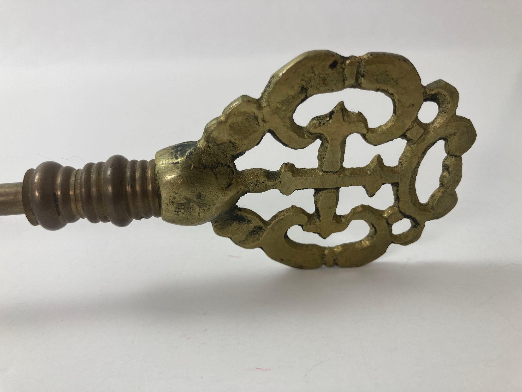 Antique Large Ornate Brass Victorian Candle Snuffer For Sale 5