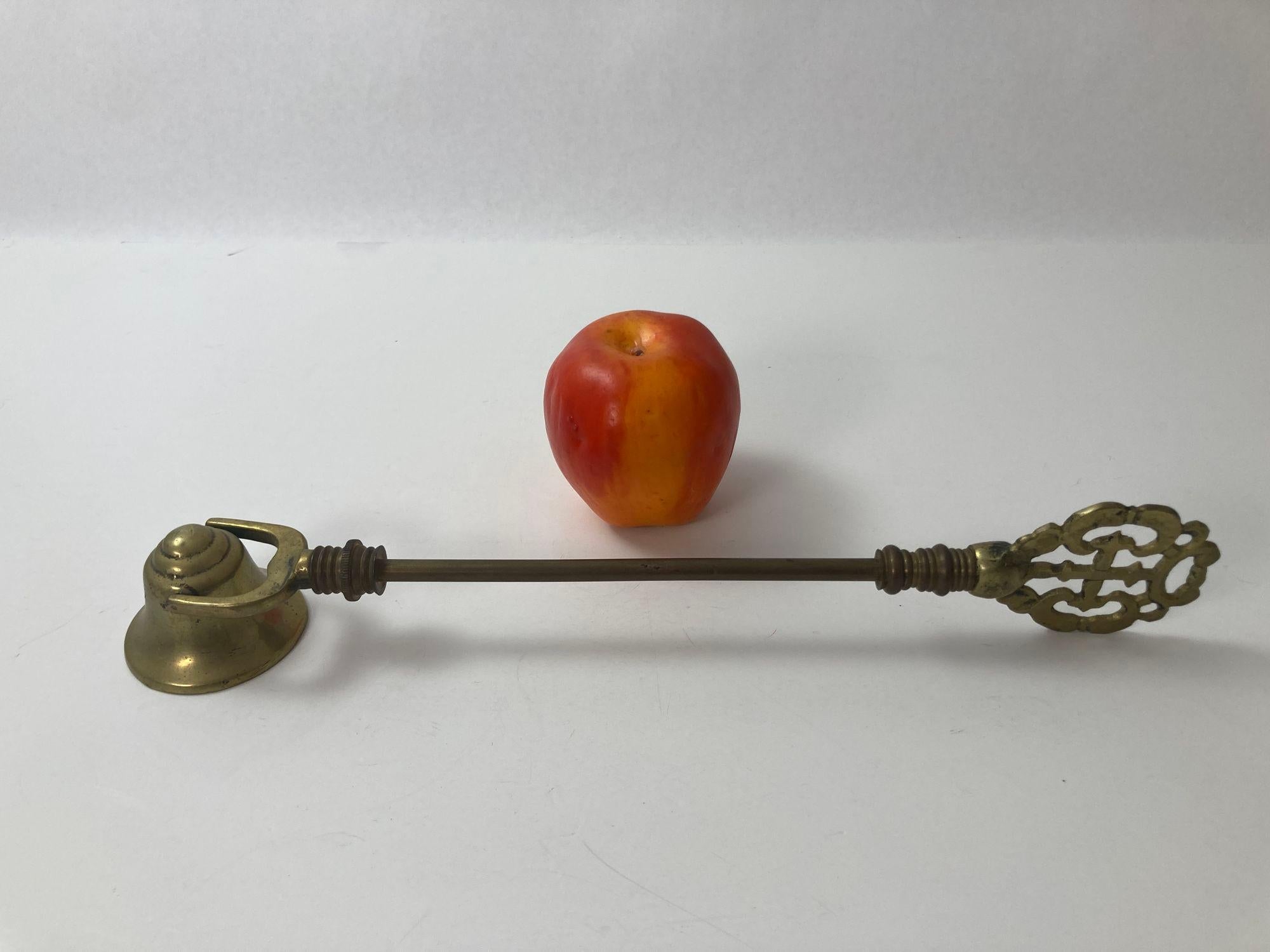 Antique Large Ornate Brass Victorian Candle Snuffer For Sale 8