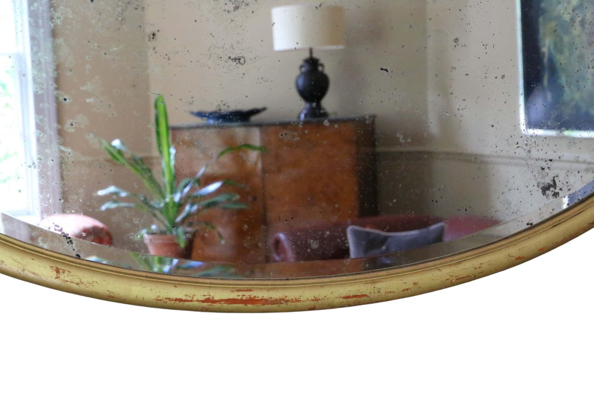 Antique Large Oval Gilt Overmantle Wall Mirror C1900 – Quality In Good Condition For Sale In Wisbech, Cambridgeshire