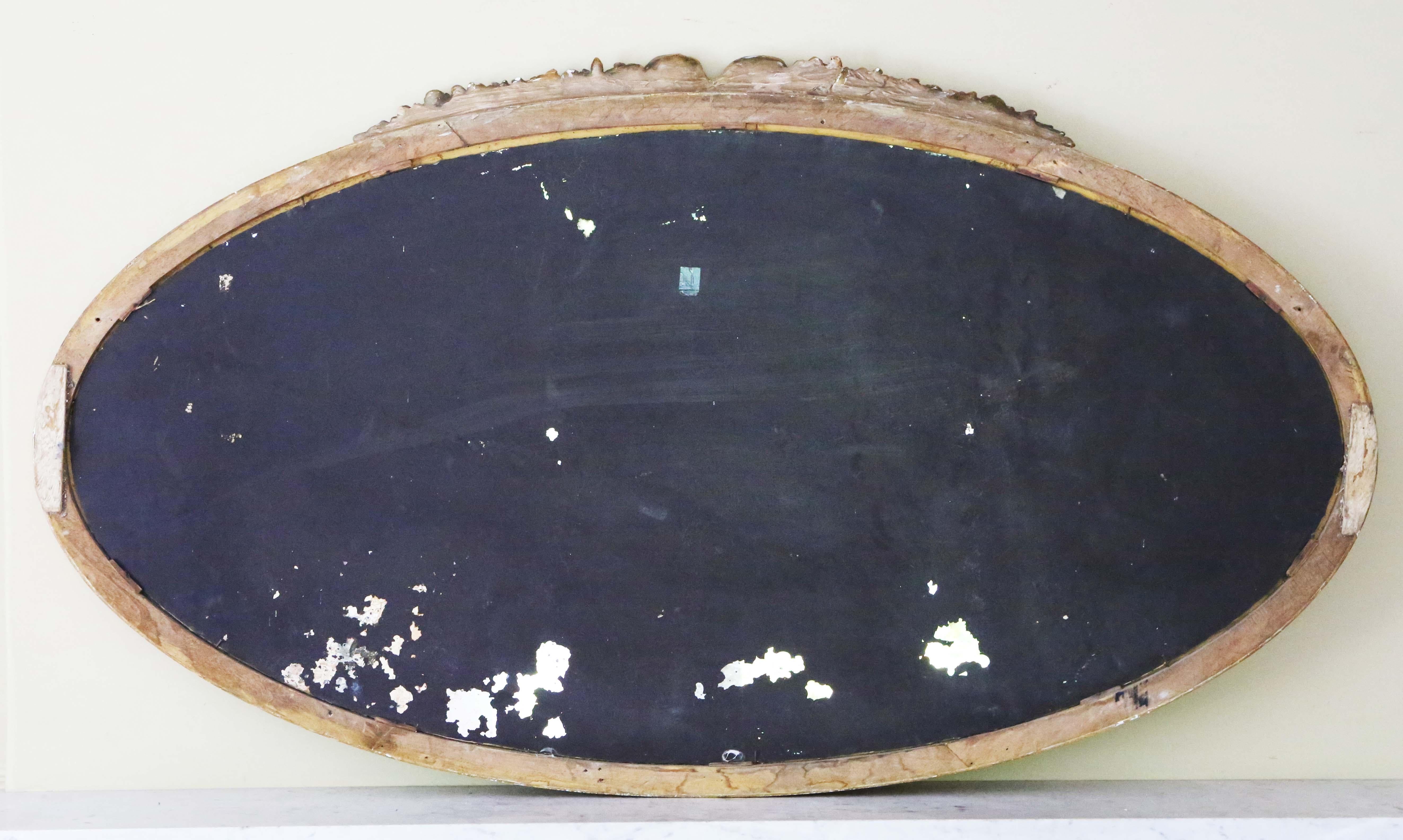Antique Large Oval Gilt Overmantle Wall Mirror C1900 – Quality For Sale 1