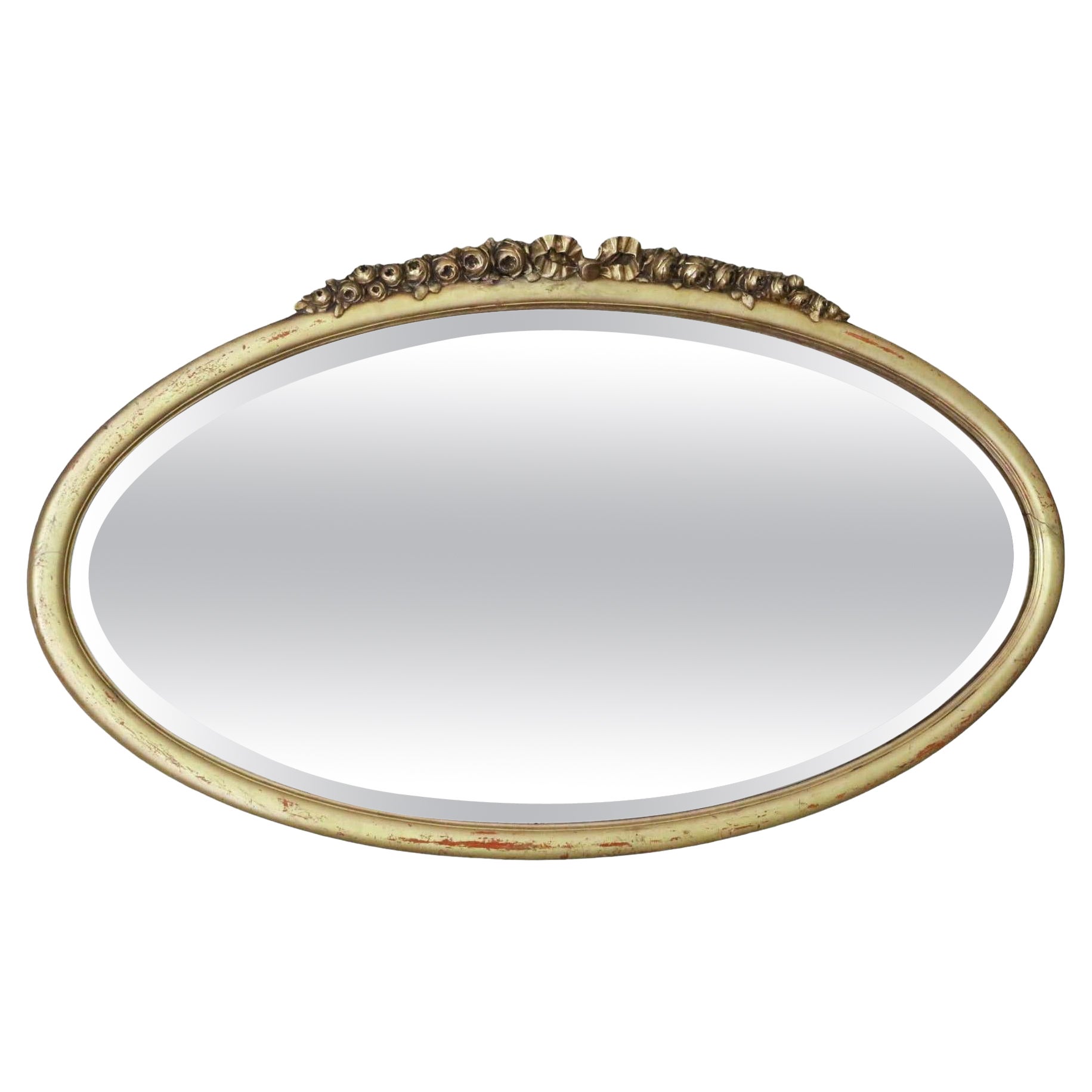 Antique Large Oval Gilt Overmantle Wall Mirror C1900 – Quality