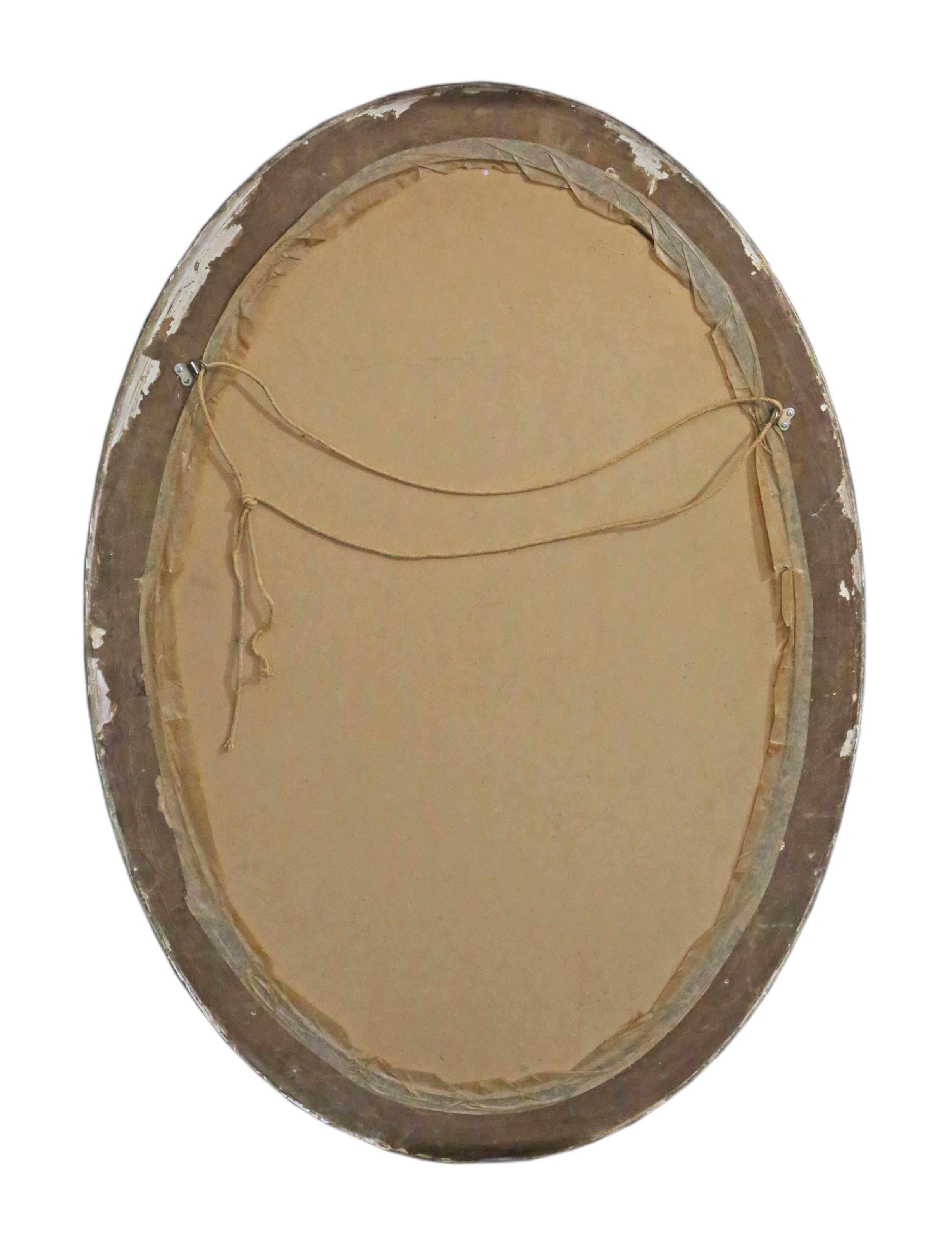 Antique Large Oval Gilt Wall Mirror Overmantle 19th Century 4
