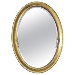 Antique Large Oval Gilt Wall Mirror Overmantle 19th Century