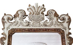 Antique Large Ovemantle Wall Mirror White and Gilt Frame, Early 20th Century