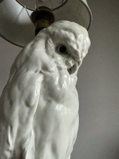 Antique & Large Owl Sculpture Symbol for Wisdom & Learning Table Lamp, Otto Pech