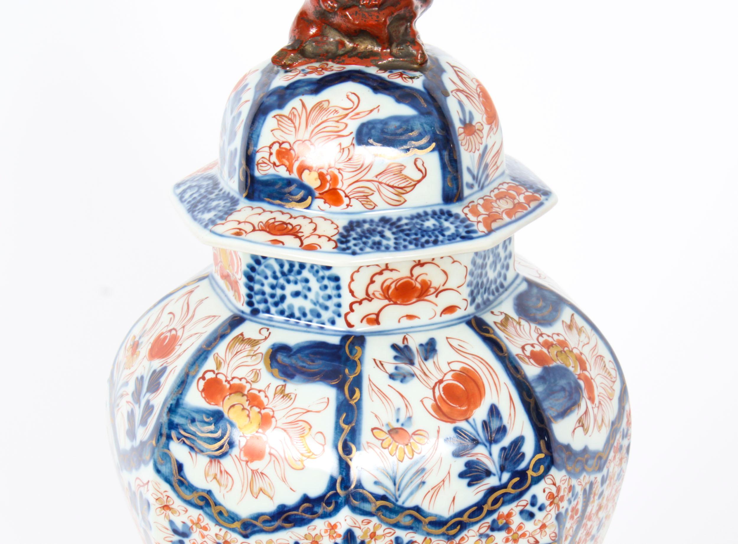 Ormolu Antique Large Pair Japanese Imari Porcelain Vases on Stands, 18th Century