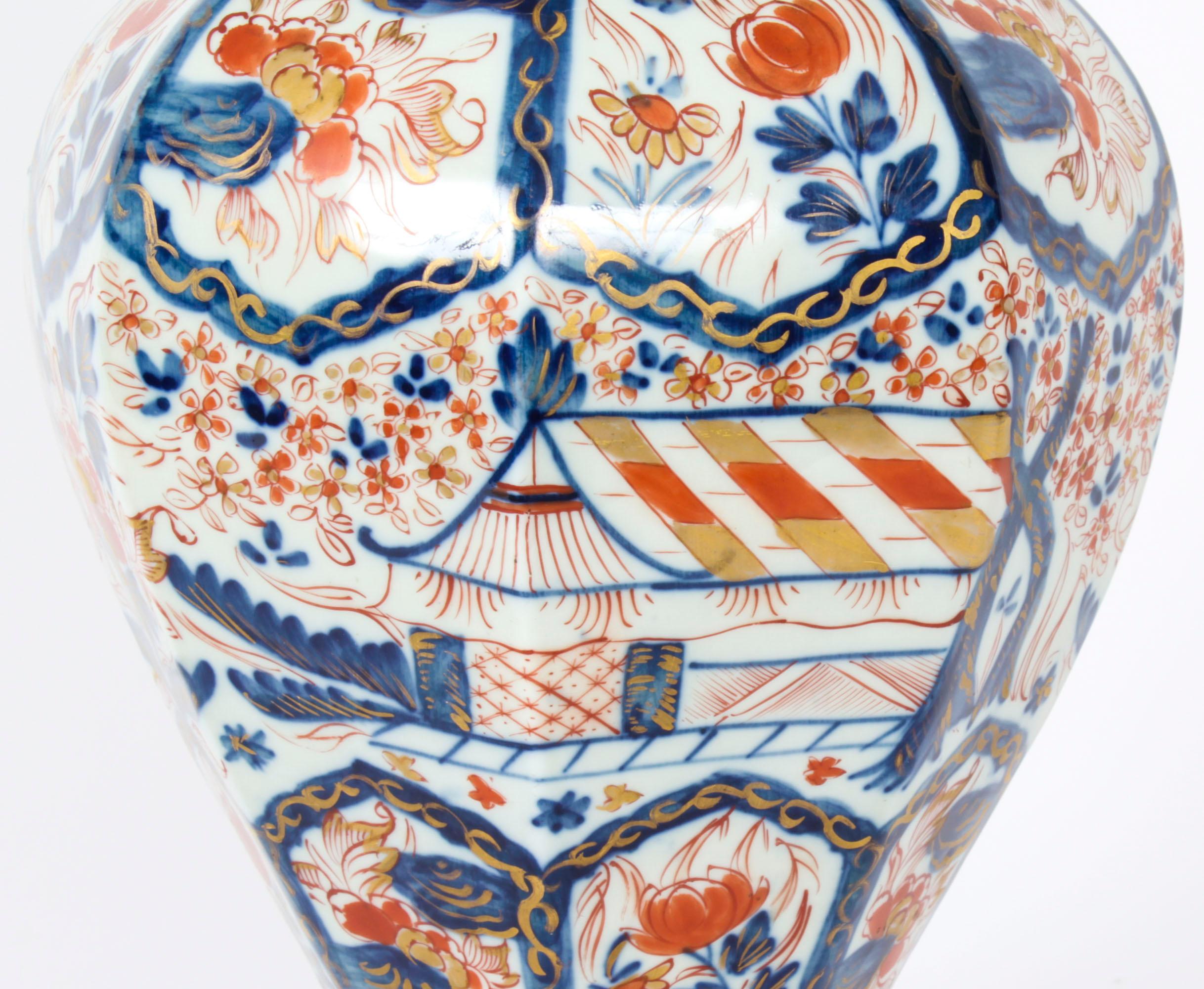 Antique Large Pair Japanese Imari Porcelain Vases on Stands, 18th Century 2