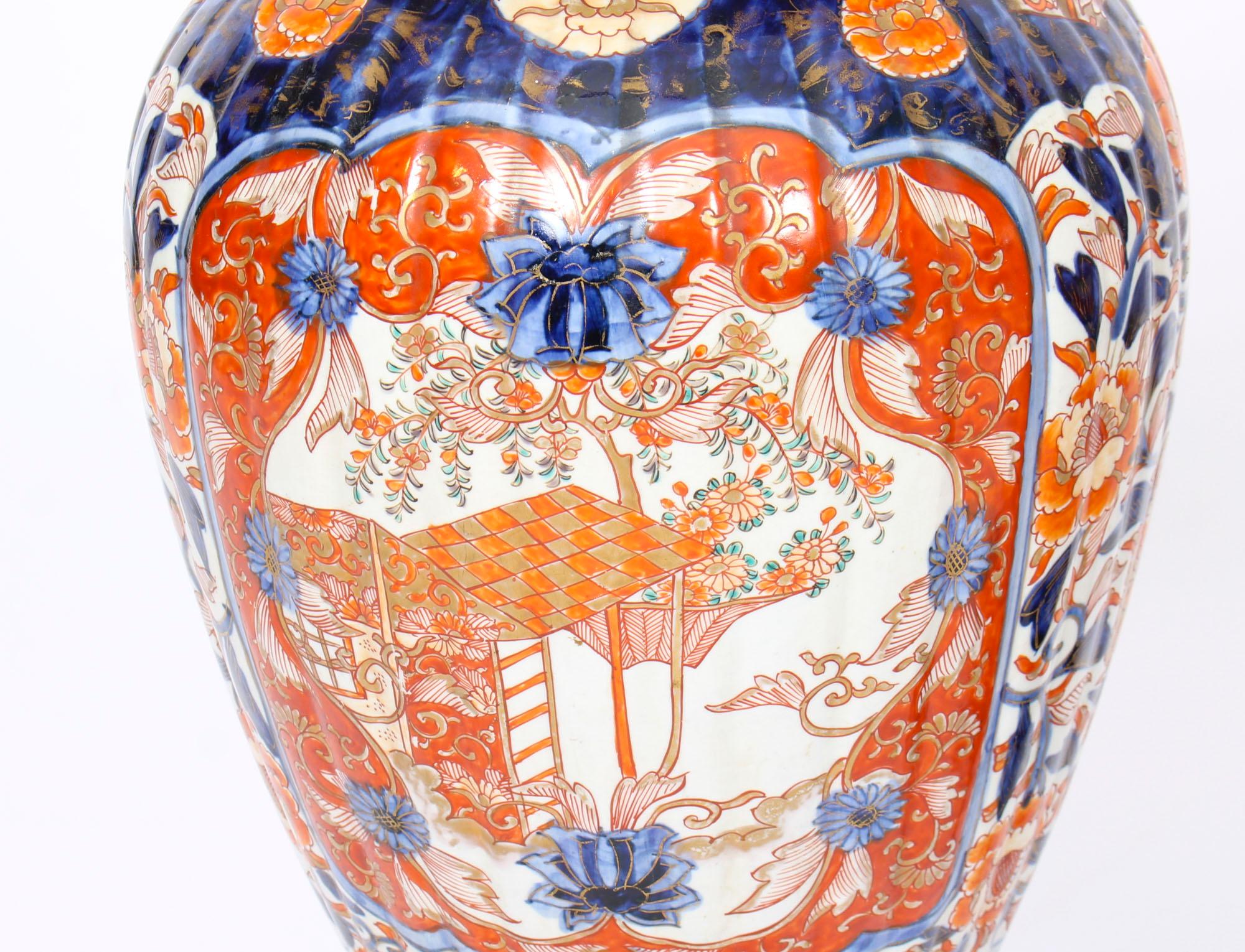 Antique Large Pair Japanese Imari Porcelain Vases on Stands, 19th Century 7