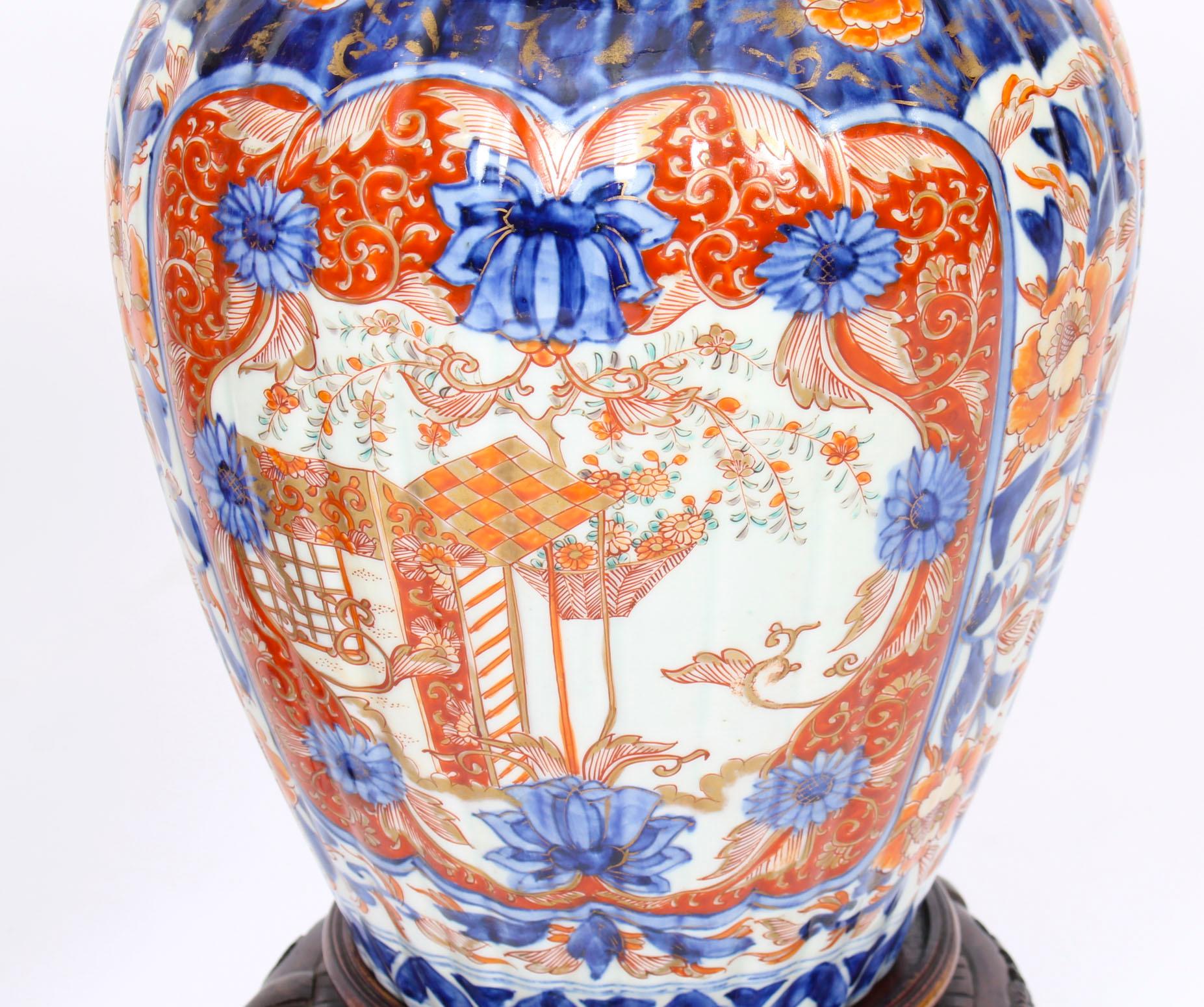 Antique Large Pair Japanese Imari Porcelain Vases on Stands, 19th Century 8