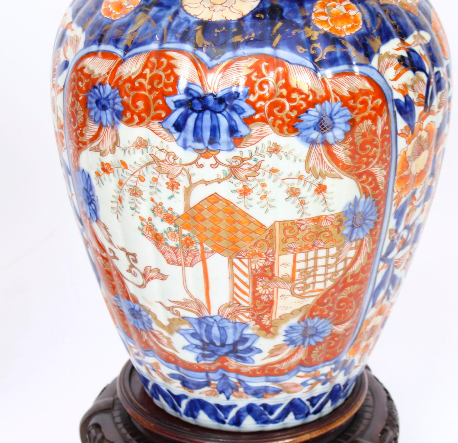 Antique Large Pair Japanese Imari Porcelain Vases on Stands, 19th Century 1