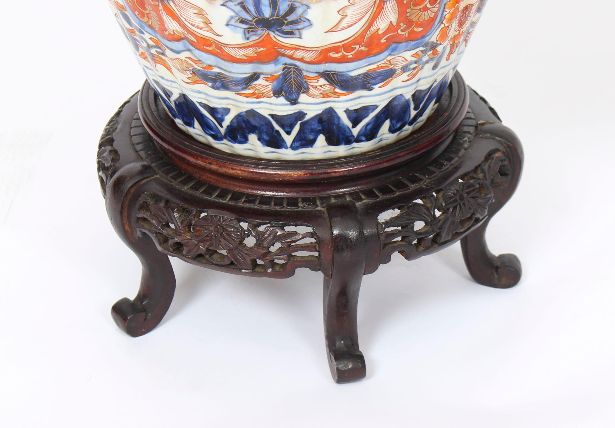 Antique Large Pair Japanese Imari Porcelain Vases on Stands, 19th Century 2