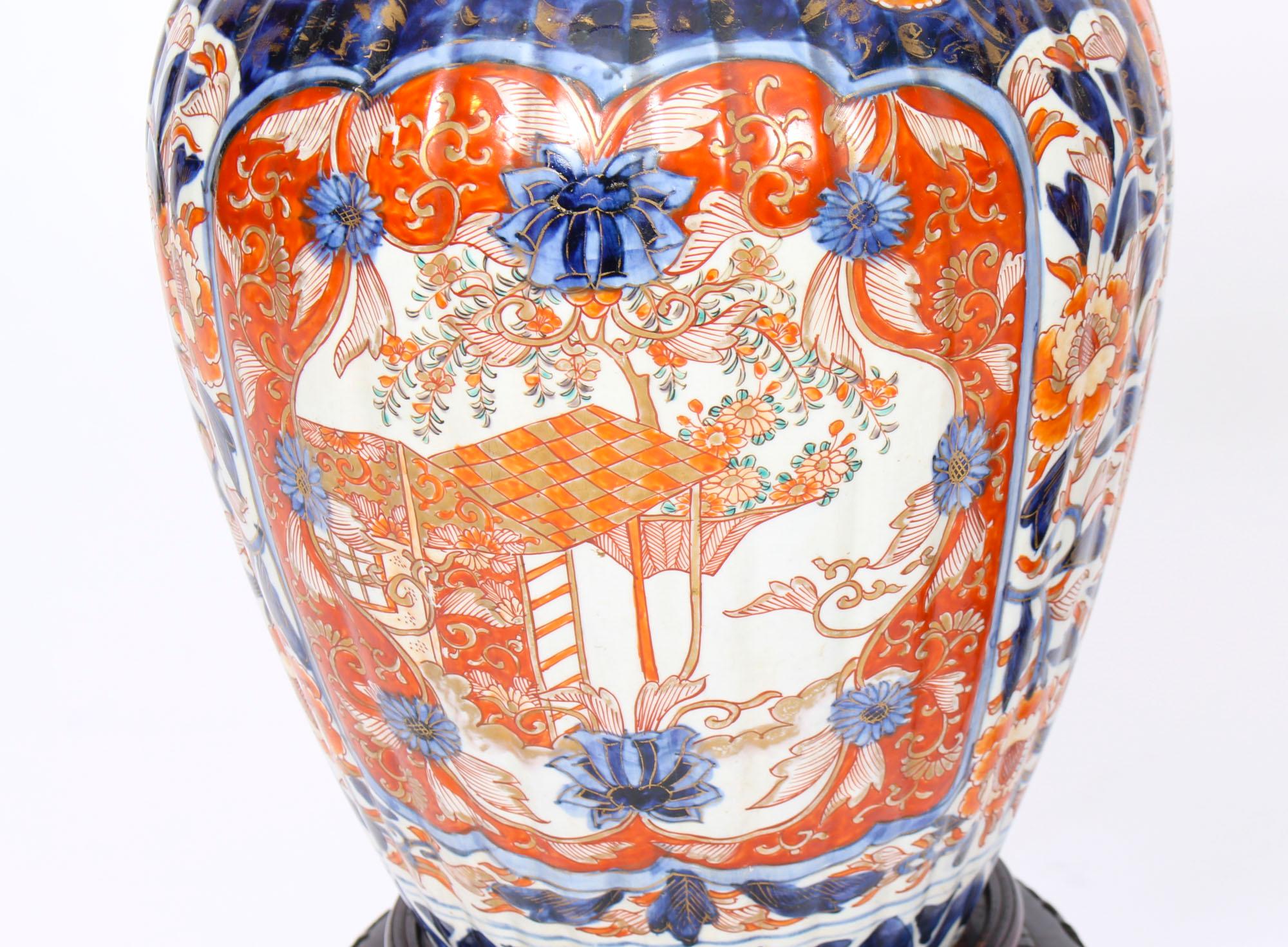 Antique Large Pair Japanese Imari Porcelain Vases on Stands, 19th Century 3