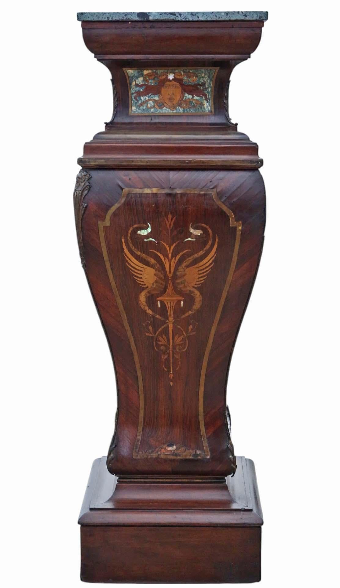 Paire de grandes tables de jardinière statue sur piédestal du 19ème siècle en vente 5